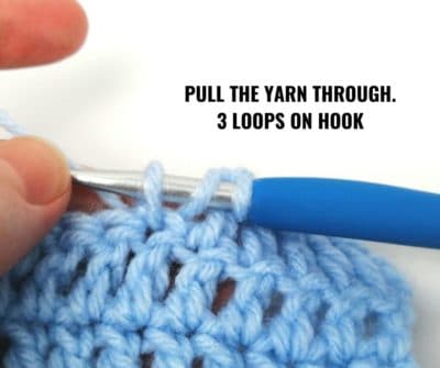 Pull the yarn through. You should have 3 loops on the hook.