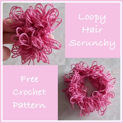 Loopy Hair Scrunchie Free Crochet Pattern