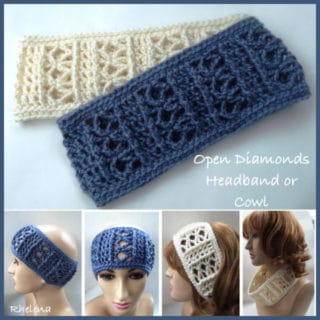 Open Diamonds Wide Crochet Headband Pattern