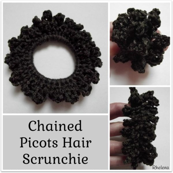 Chained Picots Hair Scrunchie ~ FREE Crochet Pattern