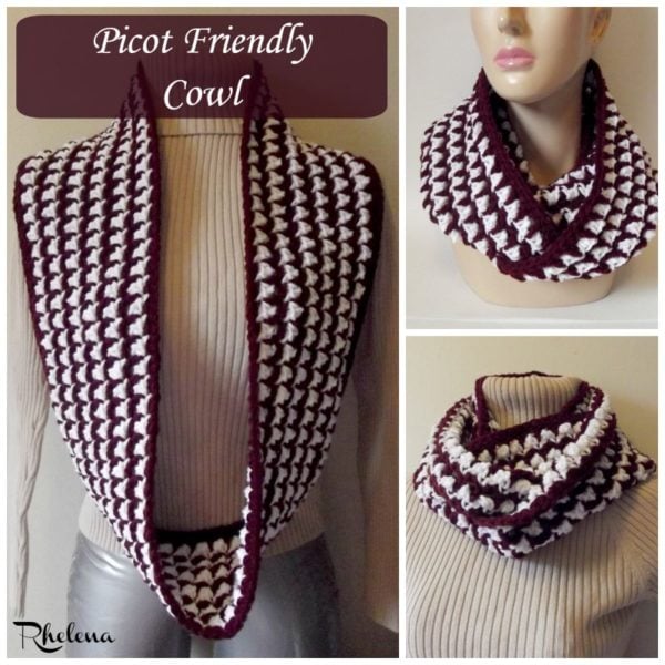 Picot Friendly Cowl ~ FREE Crochet Pattern