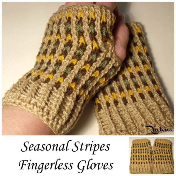 Seasonal Stripes Fingerless Gloves ~ FREE Crochet Pattern