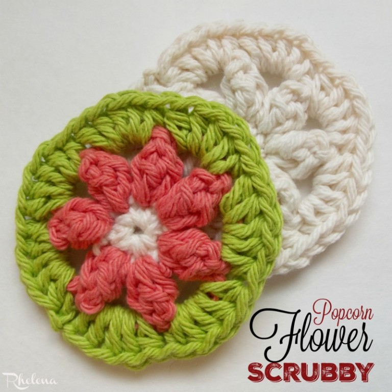 Popcorn Crochet Flower Scrubbies Pattern CrochetNCrafts