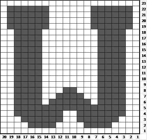 W - Uppercase and Lowercase Tapestry Crochet Block