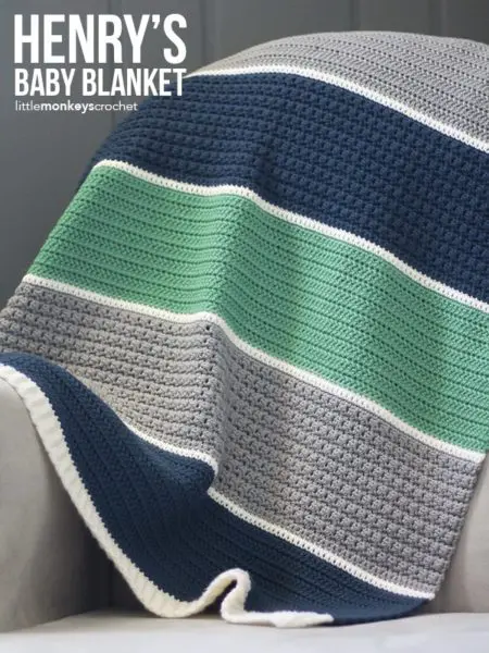 Colorblock striped baby blanket.