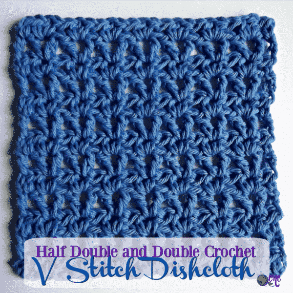 V stitch dishcloth pattern shown in a solid color using a cotton yarn.