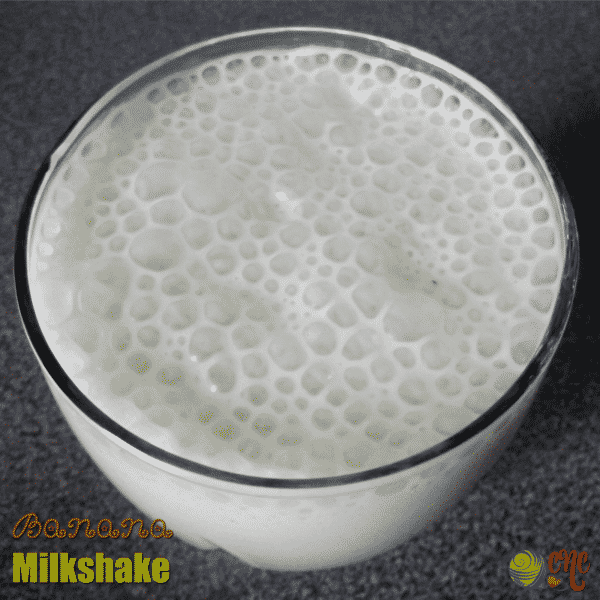 Recipe for a quick and easy, yet delicious banana milkshake. It's made with whole milk but you can substitute a nut milk if desired. #banana #milkshake #crochetncrafts