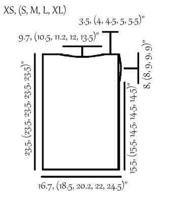 Shematic for blocking finished crochet top.