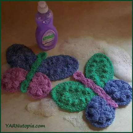 Butterfly Scrubby Washcloth by YARNutopia by Nadia Fuad