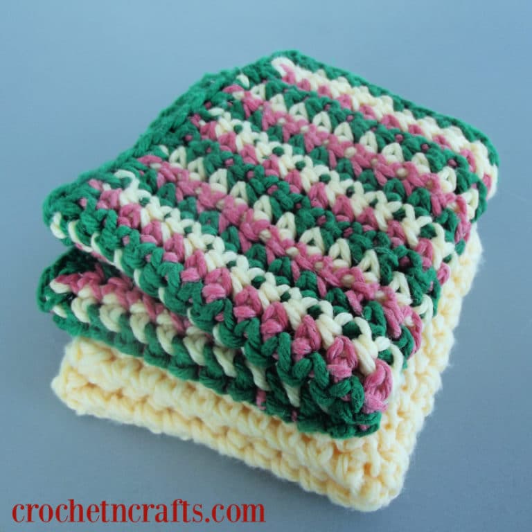 Beginner Crochet Dishcloth Pattern with Striped Option CrochetNCrafts