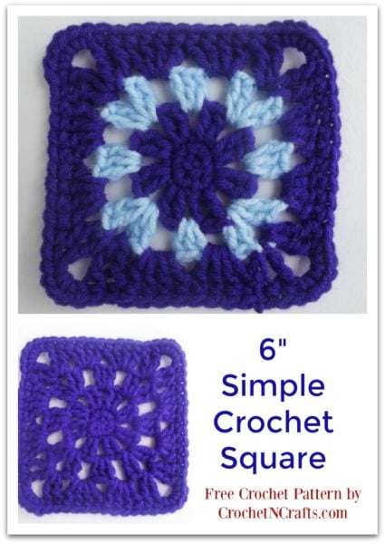 6" Simple Crochet Square for Blankets and Other Items. Free Crochet Pattern
