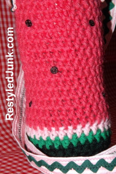 Lastly we have some snaps sewn on to represent watermelon seeds.