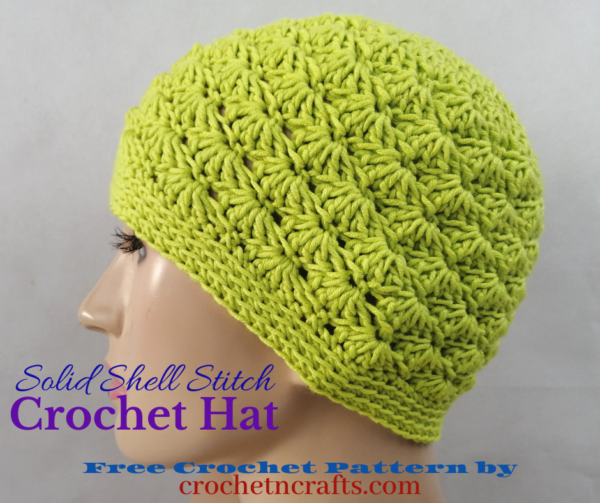 Solid Shell Stitch Crochet Hat 