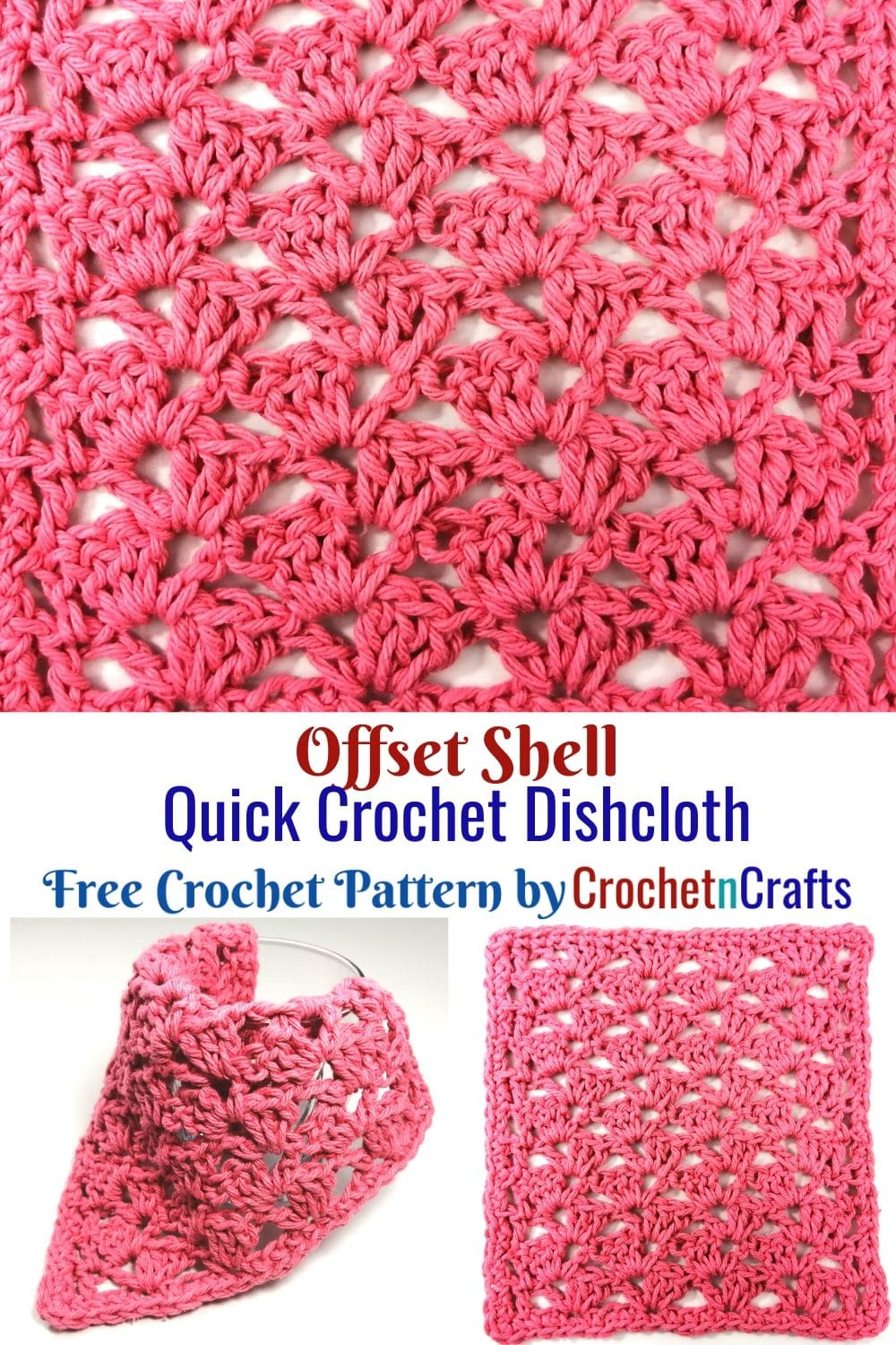 Offset Shell Quick Crochet Dishcloth CrochetNCrafts