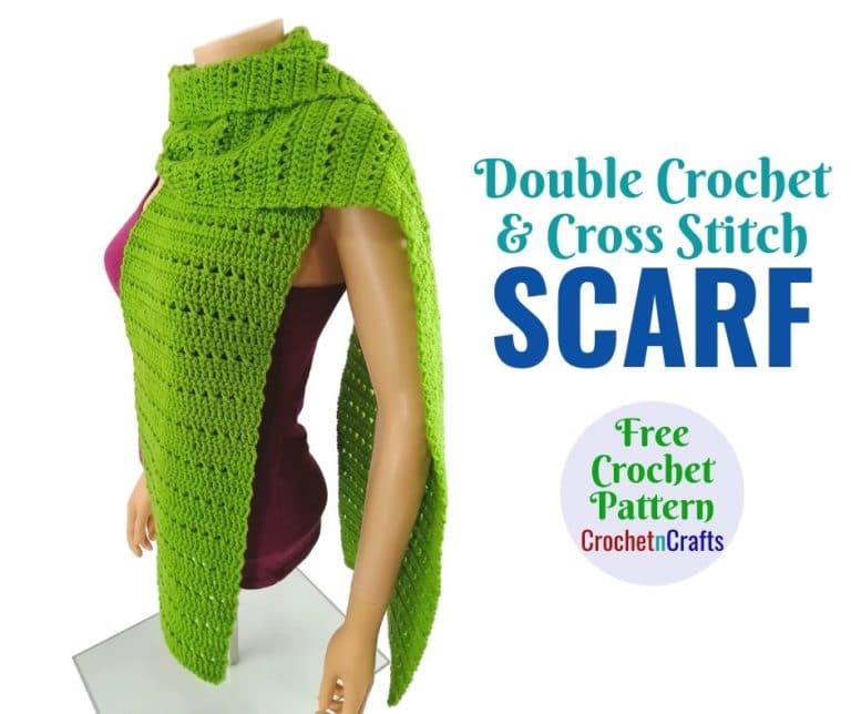 Double Crochet and Cross Stitch Scarf CrochetNCrafts