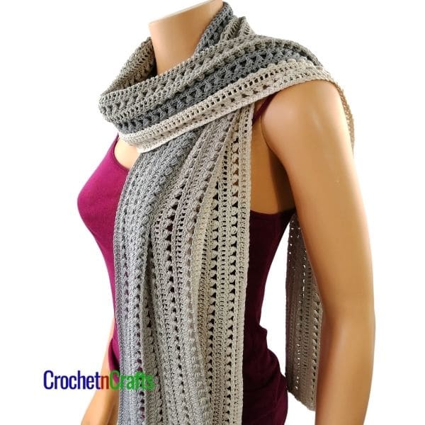 Slanted Cluster Elegant Crochet Wrap