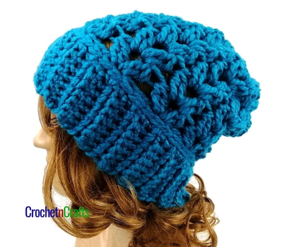 Clustered V-Stitch Chunky Crochet Hat Pattern - CrochetNCrafts