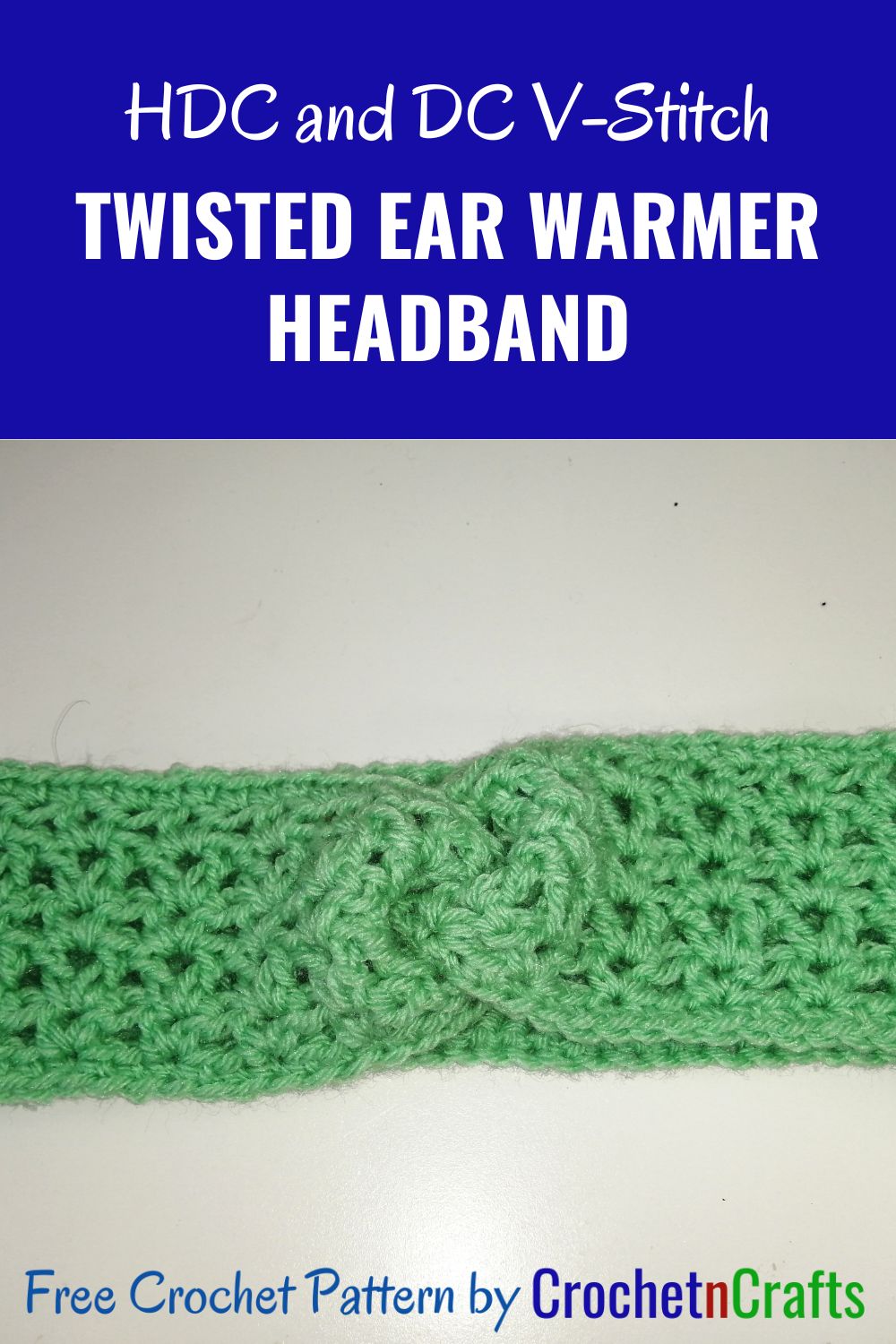 HDC and DC V Stitch Crochet Twisted Ear Warmer Headband CrochetNCrafts