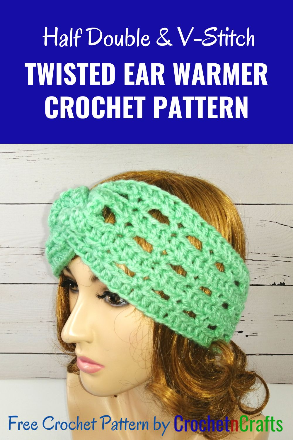 Half Double and Vstitch Twisted Ear Warmer Crochet Pattern