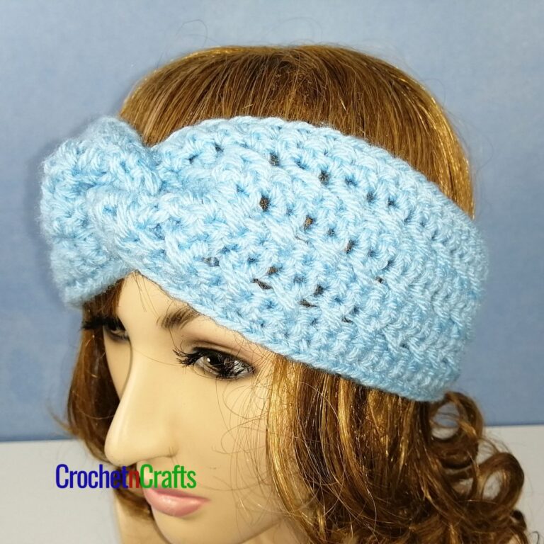 Twisted Ear Warmer Crochet Pattern with Crossed HDC CrochetNCrafts