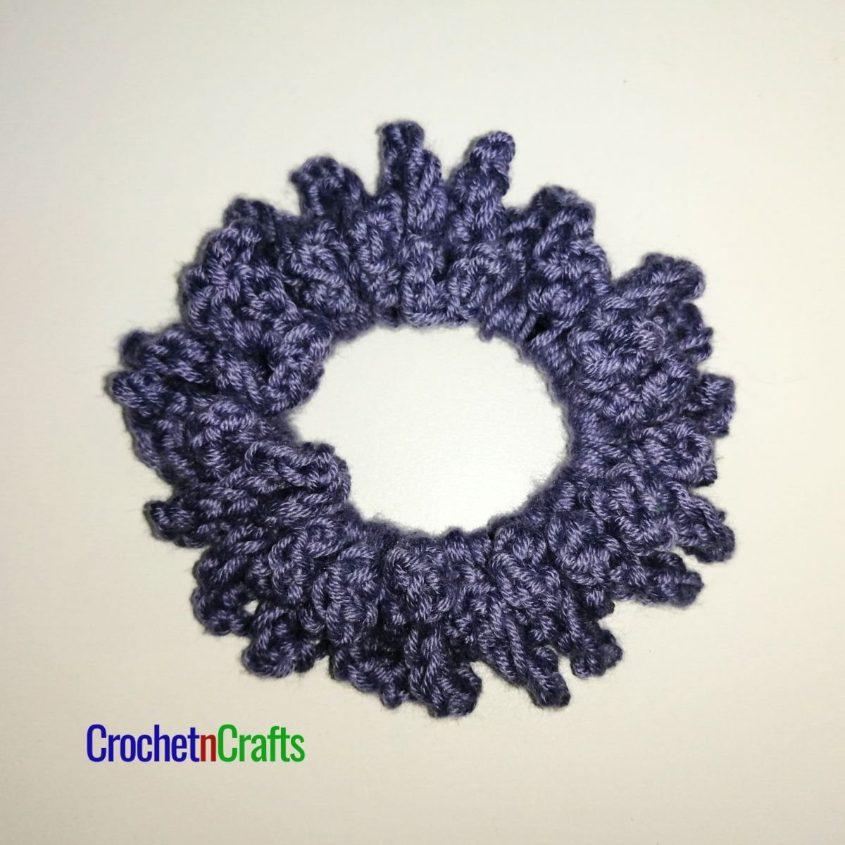 Crochet hair scrunchie worked up in Cotton Fair Yarn.