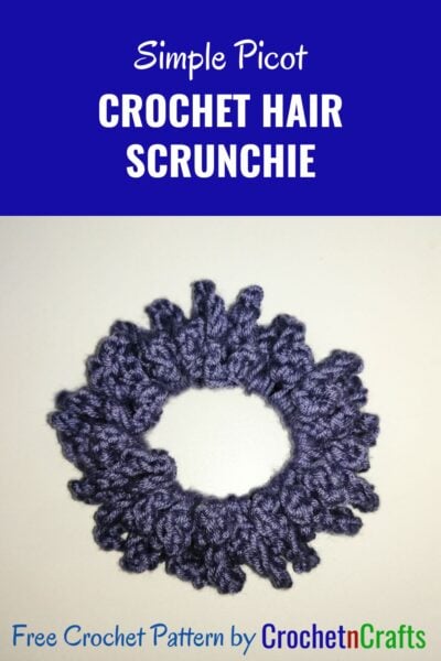 Crochet hair scrunchie worked up in Cotton Fair Yarn.