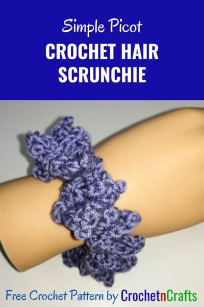 Crochet hair scrunchie worked up in Cotton Fair Yarn.