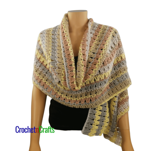Easy Crochet Shawl Pattern - Hdc v-st and tr - CrochetNCrafts