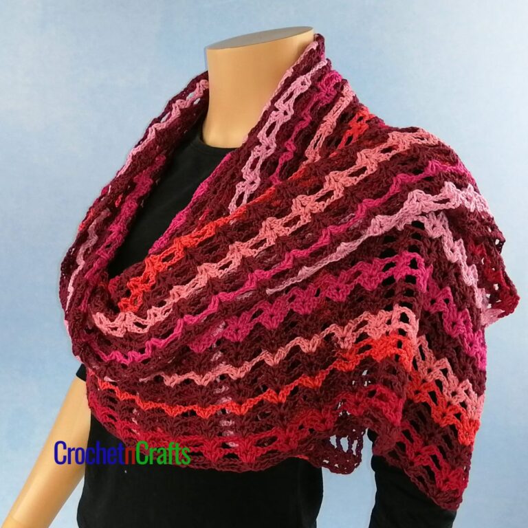 Lacy Double V-Stitch Rectangular Shawl by CrochetNCrafts