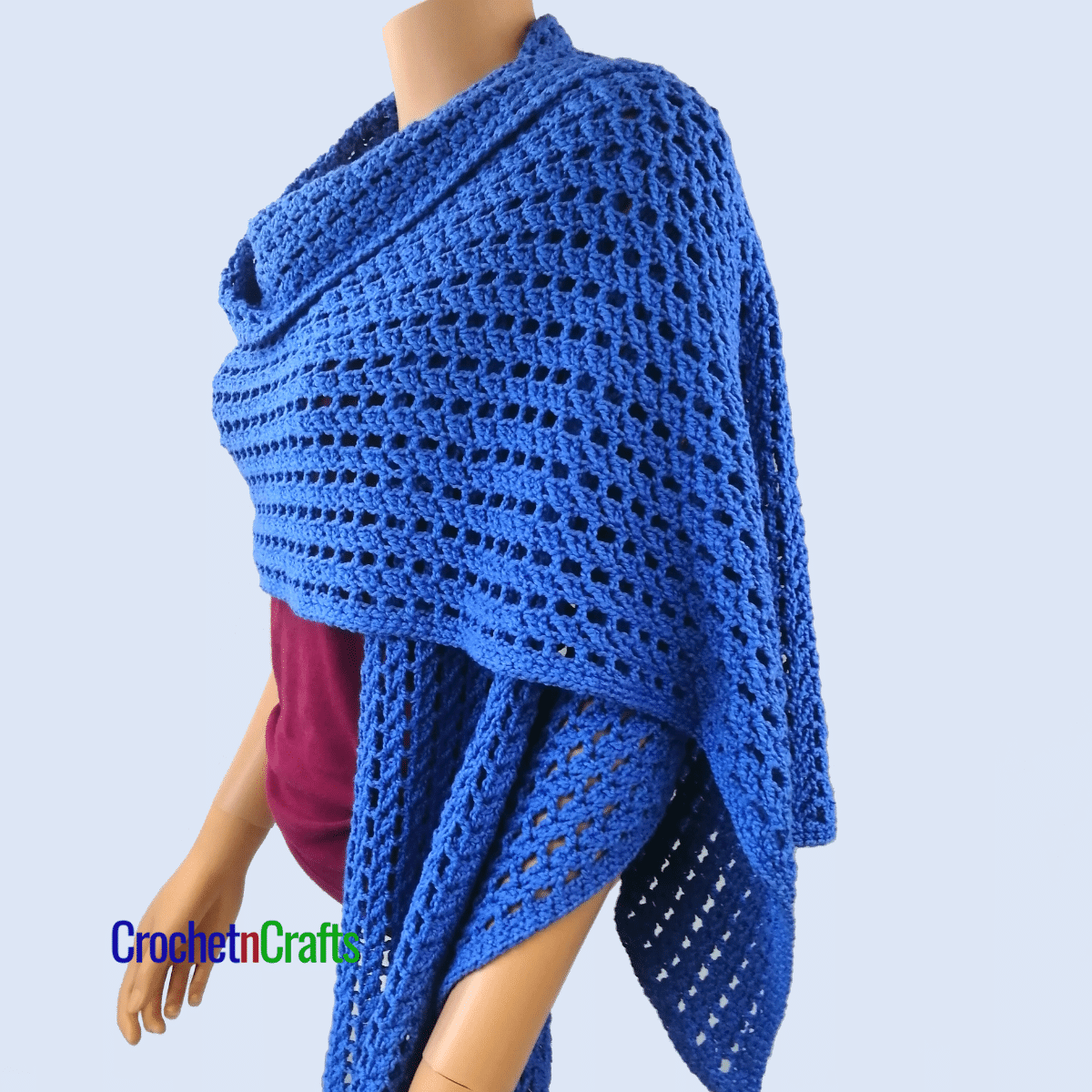 Simple Seeded Lace Rectangular Shawl by CrochetNCrafts