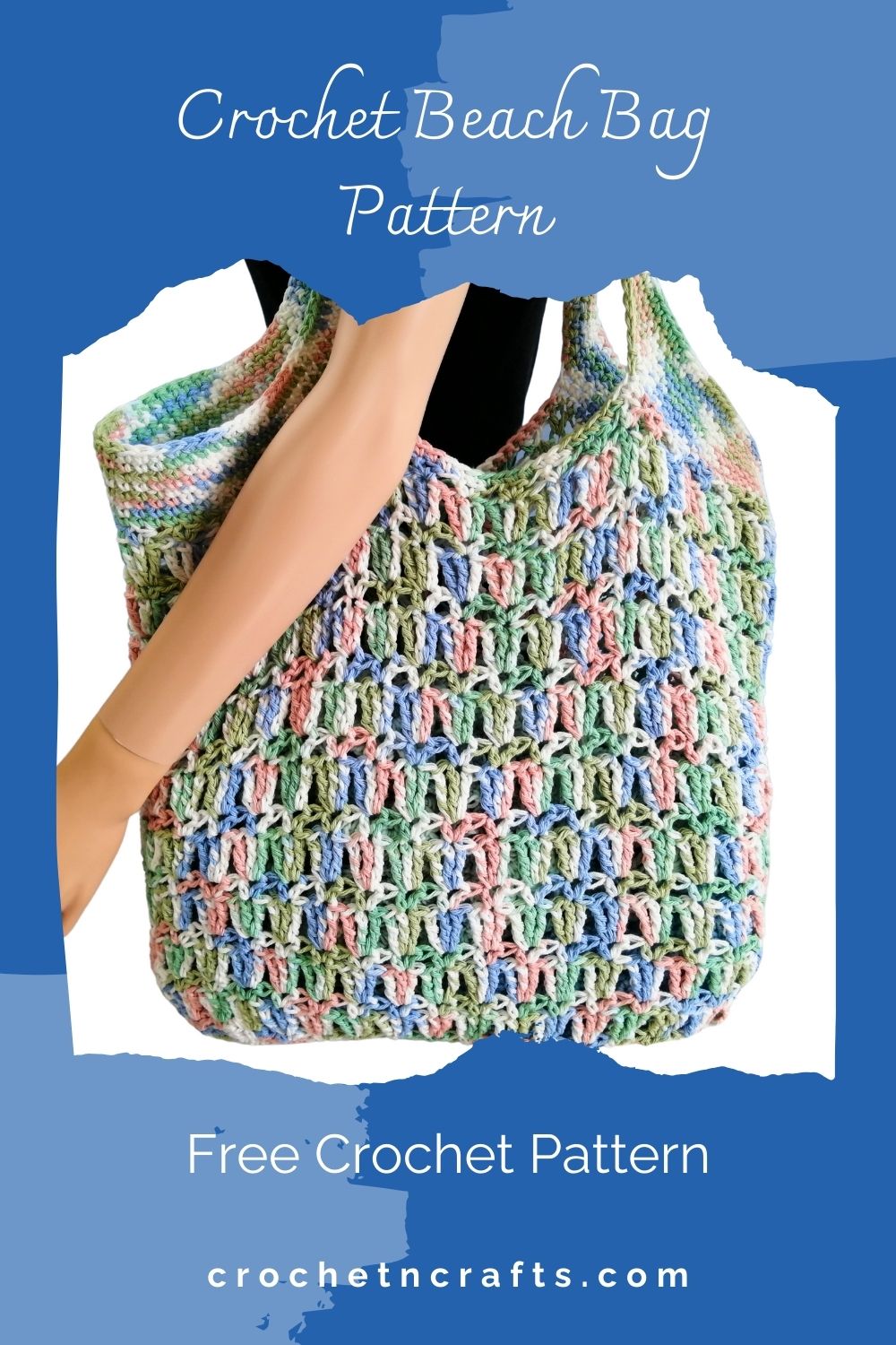 Crochet Beach Bag Pattern Hdc V-st and Tr - CrochetNCrafts