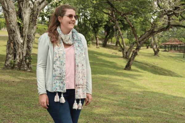 Cherry Blossom Scarf Crochet Pattern by Knitting with Chopsticks