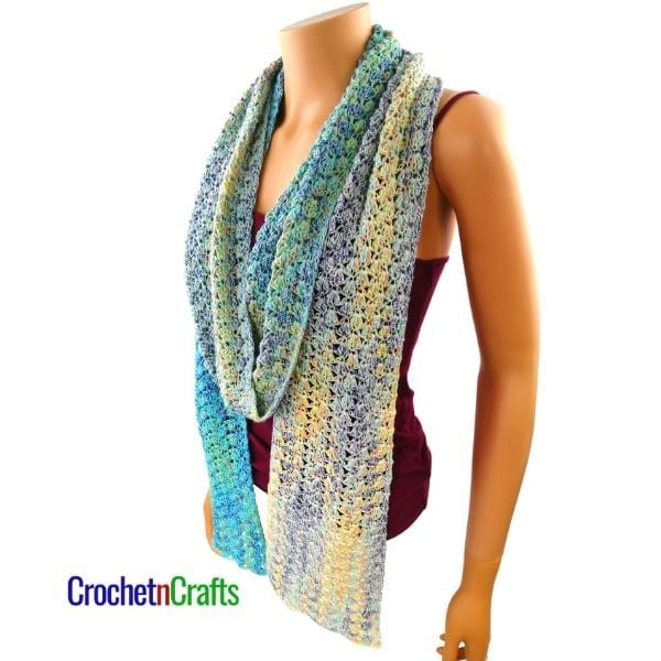 Clustered V-St Crochet Spring Scarf by CrochetNCrafts