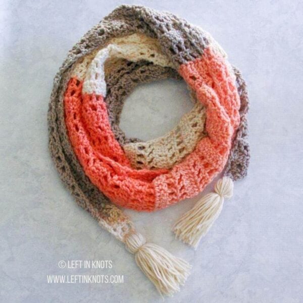 Crochet Strawberry Patch Scarf by Left in Knots