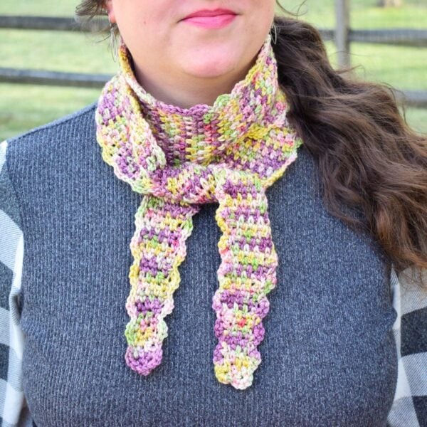 Simple Crochet Moss Stitch Skinny Scarf by Simply Hooked