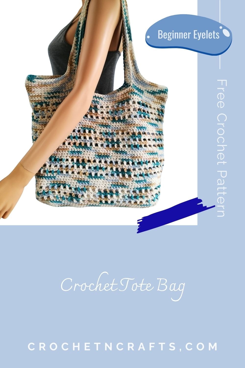 Easy Crochet Tote Bag Pattern for Beginners - Beginner Eyelets ...