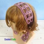 Crochet Hair Scarf Shown on a Mannequin