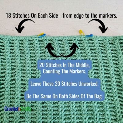 Pretty Simple Chains Crochet Shoulder Bag - How to Mark Off the Bag Handles.