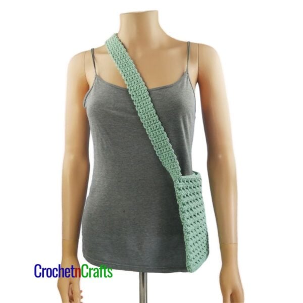 Crochet messenger worn across the body.