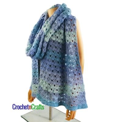 Shell Shawl Crochet Pattern - Alternating Shells and V's